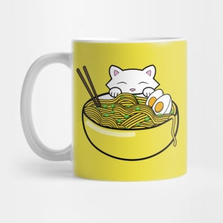 Cute cat eating ramen noodles Mug